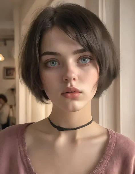 (2d art,oil painting),(best quality,highres,masterpiece:1.2),(ultra-detailed,extreme detail description:1.1),(realistic,photorealistic:1.37),(female:1.1,20-year-old girl,short hair:1.1,beautiful detailed eyes,beautiful detailed lips),(surrealism:1.1),big b...