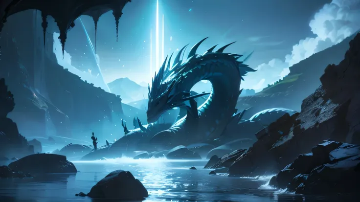 
Scene Description: The camera is close to the sea dragons massive body, gliding from its head to its tail, showcasing its agile and powerful physique.
Action: The sea dragon swishes its tail, creating a massive vortex in the water. The camera follows its ...