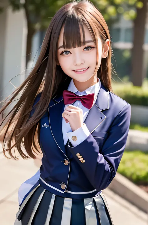 Angelic Very pretty cute young girl, 
very beautiful girl,
(V-line jaw),
Beautiful detailed brown eyes, (clear-eyed:1.3),
small straight nose,small mouth,
Detailed double eyelids, 
(Large eyes:1.3), 
Long straight brown hair, 
see-through bangs, 
beautiful...