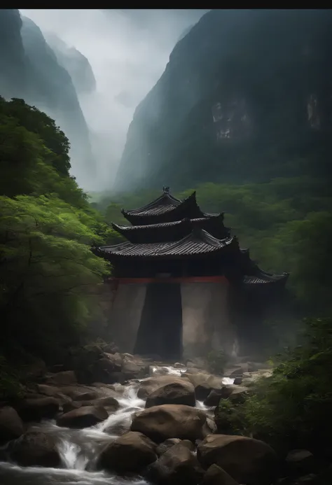 A big cave in a big mountain from where sunlight is coming out, The case took place in one"China-style、swordsmen、Dark、suspenseful、curiosity"of the world： After a thousand days of rain，The sky is cloudy，For a long time, Changan Imperial City，emerges"Rain di...