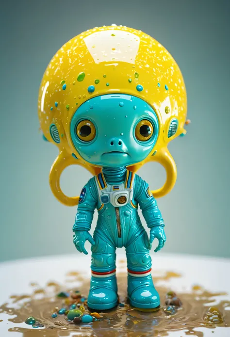 8K, ARTISTIC photogrAphy, best quAlity, mAsterpiece: 1.2), A (potrAit:1.2) Don Bluth Style  ASTRONAUT Cthulhu yellow Toon Doll, full body RAW candid cinema, cyan hair, 16mm, color graded portra 400 film, remarkable color, ultra realistic, sad admosphere, d...