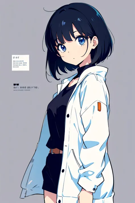 short hair anime girl webtoon design no background no color drawing