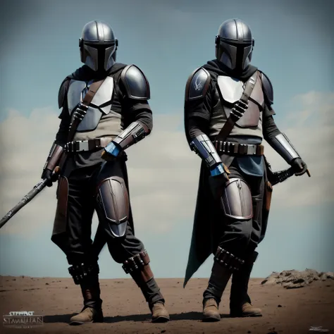 starwmandalorian, 2boy, solo, no face, helmet