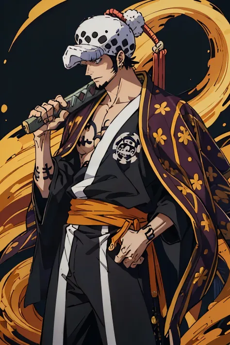 trafalgar d. water law from one piece. alone, male, best quality, high quality, high resolution, prefect face, high quality face...