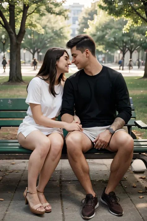 a couple on a park bench