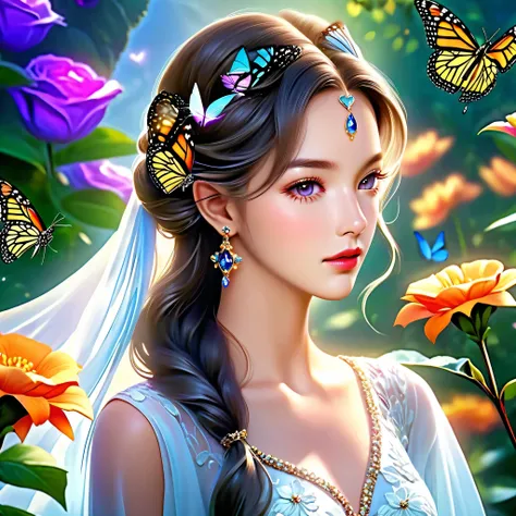 epic Diva (epic unrealengine5,ultra high-quality,ultra highres, ultra highdef xt3,epic top masterpiece:1.2),symmetrical ultra-detailed,ultra realistic:1.37, romantic atmosphere,glamorous expression,dreamy setting,lush greenery,vibrant flowers,whispering br...