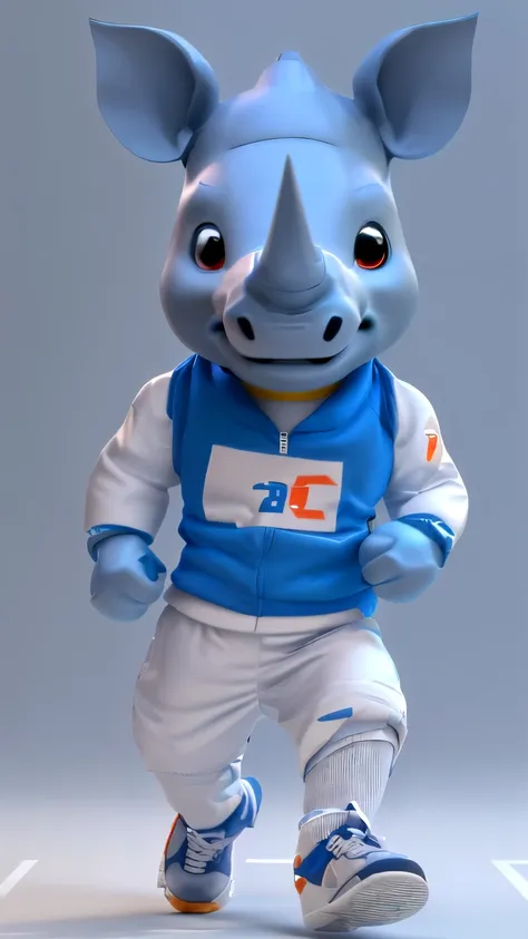 cute professional rhino rendered walking front with his hands in his pockets, rhinoceros dressed as runner, 3d model of a japanese mascot, cute 3 d render, smooth 3d cg render, rendered in cinema 4 d, rendered in cinema4d, rhinoceros 3d, houdini 3 d render...