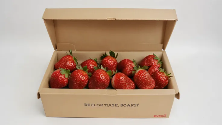 Delicious strawberries in a box ,delicious, White background, sharp