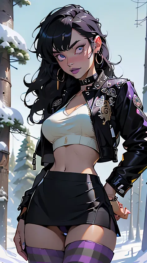 goth girl,1girl,((extremely cute and beautiful black haired anime goth girl)),(((16 years old))),(large breasts:1.2),((((black wavy hair:1.35,absurdly long unkempt hair,messy hair,colored inner hair,ear breathing)))),((heterochromia:1.5, (purple_eye and re...