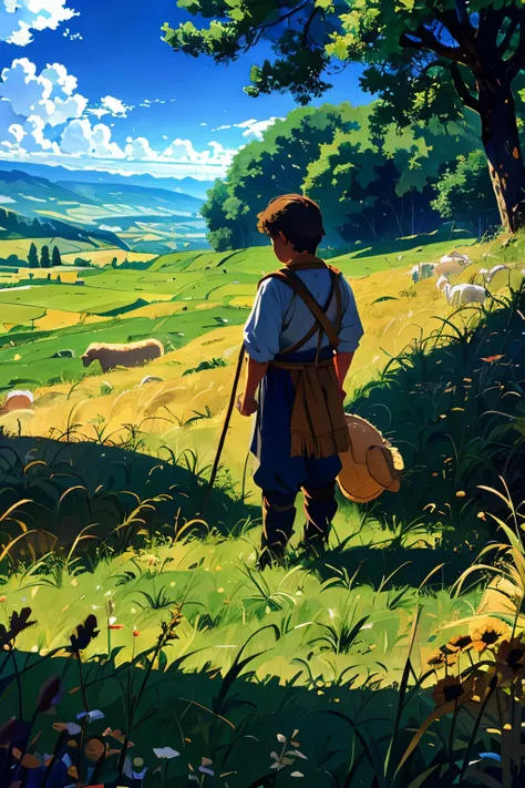 spain，grassland，the shepherd boy