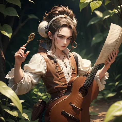 8k, masterpiece, best quality, realistic, higly detailed, cowboy shot, 1boy, teenager, solo, Ben Tennyson, unkempt brown hair, green eyes, pale skin, quite skinny, shows a lot of muscle definition due to being athletic, Bard, Bard, Bard, Bard, Bard, Bard, ...