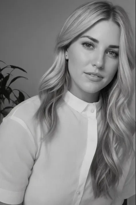  Selfie of a 25 year old girl, (Kaley Cuoco:0.8),  (Camilla Belle:0.9), (eugenie bouchard), beautiful girl, black and white photography, hard contrast, hard shadows,smirk, cute makeup, shirt dress, 