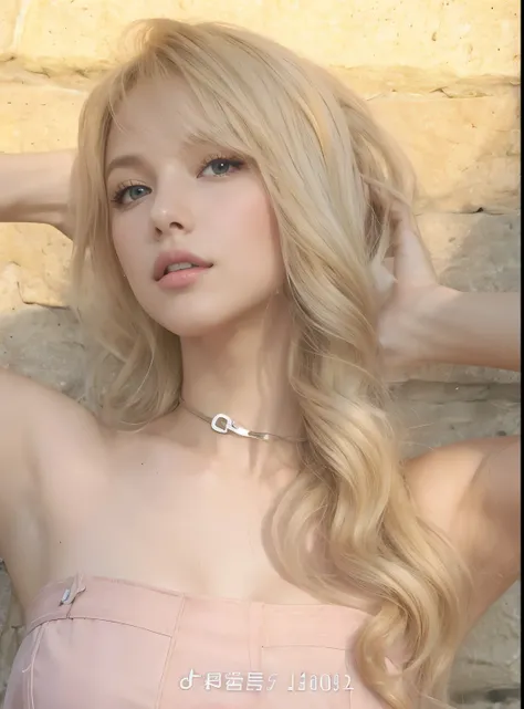 Blonde woman with long hair posing in front of a stone wall., Larisa Manoval, Blackpink&#39;s Roseanne Park, sakimichan, Best Face, Heonhwa Choi, Larissa Manoban of Blackpink, sun yunjoo, with long blonde hair, hermosa delphine, girl with blonde hair, Kore...