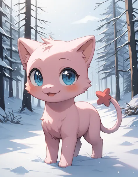 score_9, score_8_up, score_7_up, mew pokemon, cute, smile, forest,, best quality, hi res, masterpiece, absurd res, highly detailed, 4k, impasto, digital media (artwork), uploaded on e621, by Fumiko, by Carl Critchlow, by Ittybittykittytittys, by Arnold Fra...