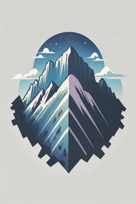 A scene of a [montains] T shirt design, watercolor, intricate detail, retro style, bright colors, light background, hand-drawn, 4K resolution, centered
