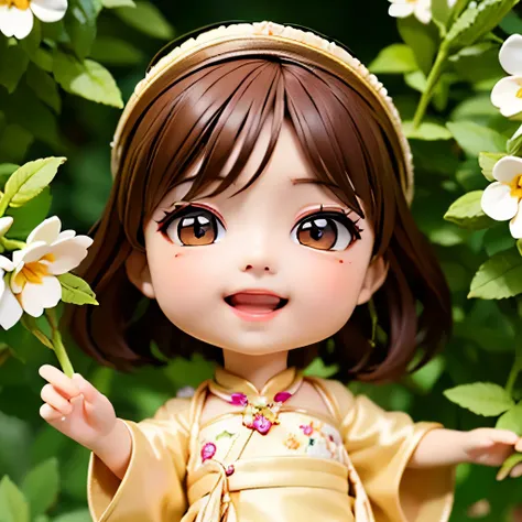 (masterpiece),(best quality),(ultra-detailed), (full body:1.2), 1girl,chibi,cute, smile, open mouth, (beautiful detailed face), (beautiful detailed eyes), (close up), garden, 