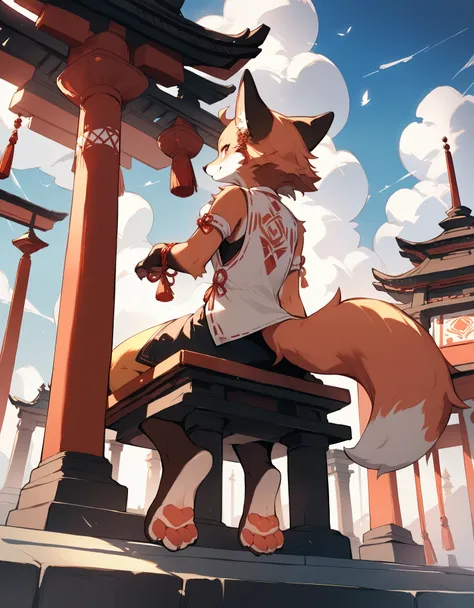 score_9, score_8_up, score_7_up, score_6_up, source_anime, rating_safe, dagasi_style, furry, temple, fox girl, sitting, low view...