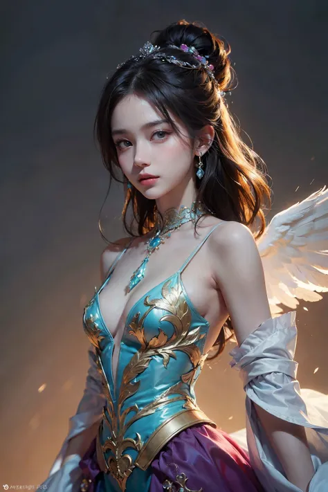 ((masterpiece)), ((best quality)), ((ultra-detailed)), ((an extremely delicate and beautiful)),cinematic light, Create a stunning fantasy artwork that mimics the style of currently trending masters of the genre. The art piece should contain elements of bot...