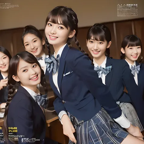 (highest quality, masterpiece:1.2), highest quality, Realistic, photograph, High resolution, 1080p, 8K, Physical Rendering, ((Height: 155cm)), ((((((Some 14 year old beautiful Japanese fashion magazines fashion models are looking straightly at the viewer))...