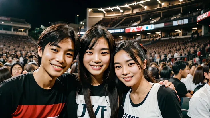 Japanese,Smiling young men and women working as staff at a concert event,More than one person、Focused on work