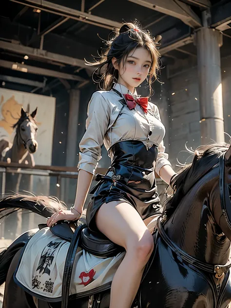 zerg queen beautiful girl: ranlinger, 18 years old, (horse riding騎手:1.3), messy hair, oil, romanticism painting, beautiful perfe...