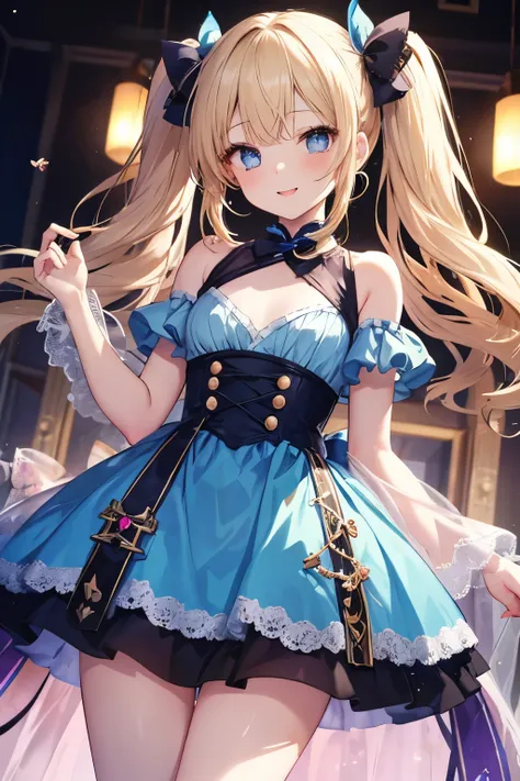 Blonde、Blue Eyes、girl、Small breasts、Twin tails、girl、Small breasts、Lolita、Bright smile、Looks about 15 years old、Petan Musume、He is short、目のhighlight、Sexy thighs、Idol、Mine-based costumes、Your eyes are so beautiful、highlight