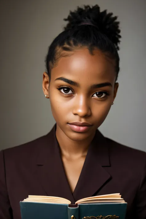 (8k, Photo brute, la plus haute qualité), Belle fille ébène, corps entier, Poils sarcelle, yeux sarcelle, triste, gros plan, peignoir, (detailed eyes:0.8), (en regardant la caméra:1.4), (la plus haute qualité), (meilleure ombre), Intricate details, interio...