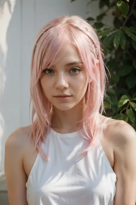 Girl White Skin  Pink Hair