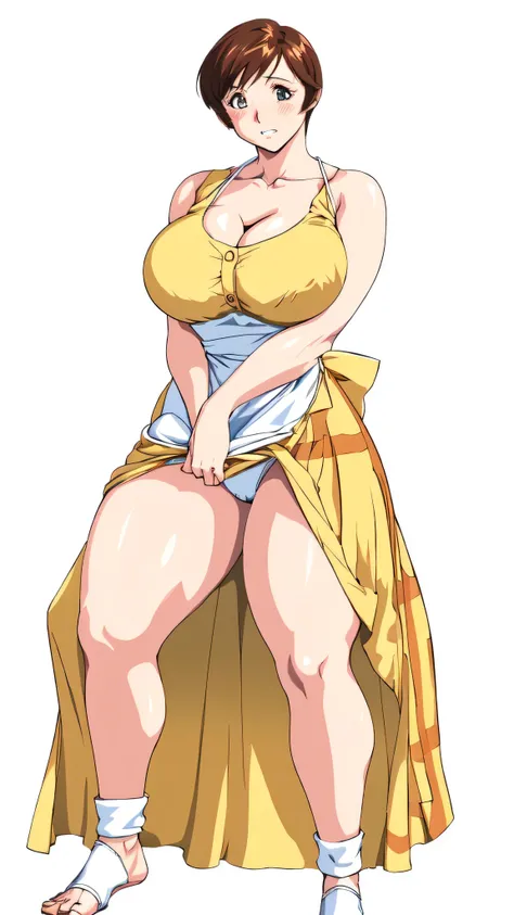 masterpiece, highest quality, High resolution, One Girl, alone, alone, short hair, etsukoto, fine grain, fine grain, (((Thick thighs, Plump thighs, Voluptuous thighs, Thighs are enough))), Big and ample breasts, Cleavage, Huge long breasts, Naughty big,((B...