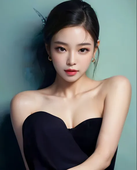 close-up of woman wearing black dress posing for photo, blackpink jennie, beautiful korean woman, korean female actors, beautifu...