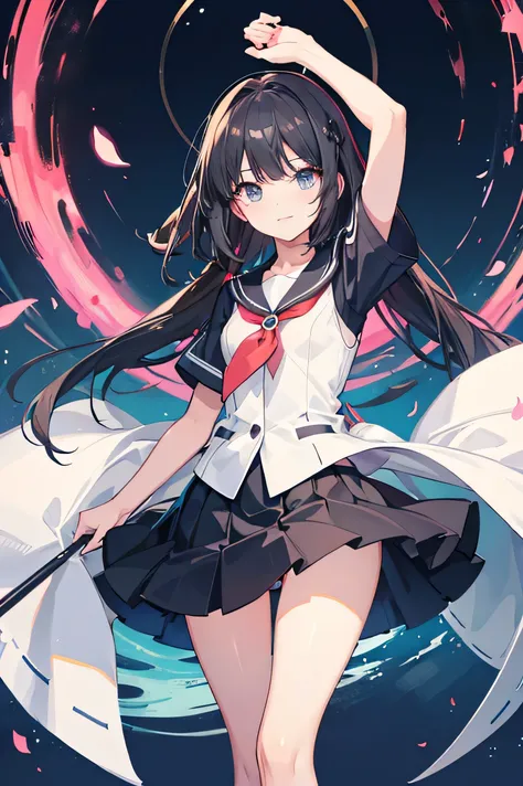 Pokemon Girl　Catholic Sister　Anime Style　Flat Chest　Black Hair　Long Hair　skirt　White panties