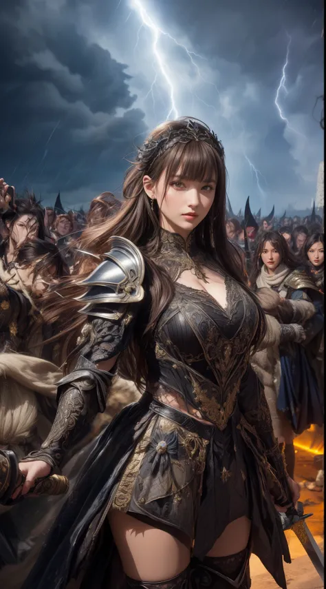 Cowboy Shot、Very beautiful woman、Slender women、(Detailed face)、Realistic Skin、((Demon Knight)), (Black Armor)、((((Black armor with very fine and intricate decoration))))、((Delicate photo)),(Girl Astepeace RAW Photo Details:1.25), (highest quality:1.6), (超A...