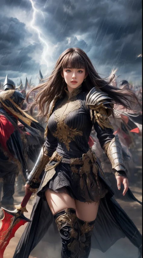 Cowboy Shot、Very beautiful woman、Slender women、(Detailed face)、Realistic Skin、((Demon Knight)), (Black Armor)、((((Black armor with very fine and intricate decoration))))、((Delicate photo)),(Girl Astepeace RAW Photo Details:1.25), (highest quality:1.6), (超A...