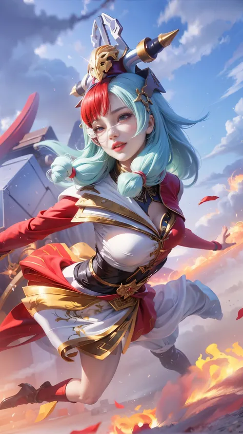 a close up of a woman wearing a red hood like a ruby ​​wearing a patch over one eye, shadowbringers cinematic, 4 k detail fantasy, a beautiful fantasy empress, game cg, xianxia fantasy, xianxia hero, 2. 5 d cgi anime fantasy artwork, cinematic goddess clos...