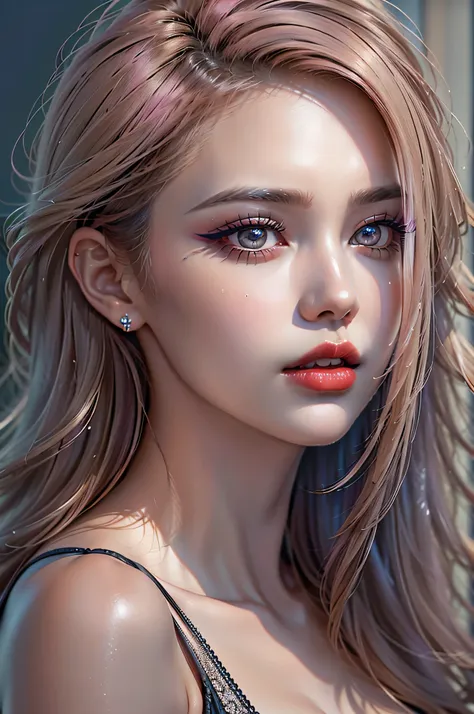 ((Make your subject look three-dimensional with the contrast of light and shadow)), Realism, Realistic, (Ultra details realistic velvety clean and smooth skin, ultra quality), ((best high quality realistic texture hair)), Photorealistic ((portrait)) a cute...