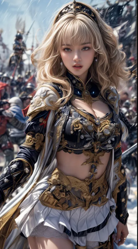 very beautiful woman、slender women、(detailed face)、realistic skin、((holy knight)), ((pearl white armor))、((((black armor with ve...