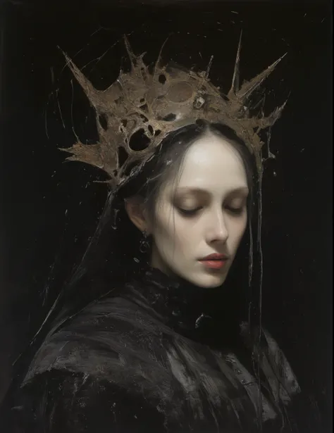 James Gurney, Surrealist art , dream-like, Mysterious, Provocative, symbolic, Complex, detailed,, (Gothic but very beautiful:1.4), (masterpiece, highest quality:1.4) , Nicola Samori Style, Selene
