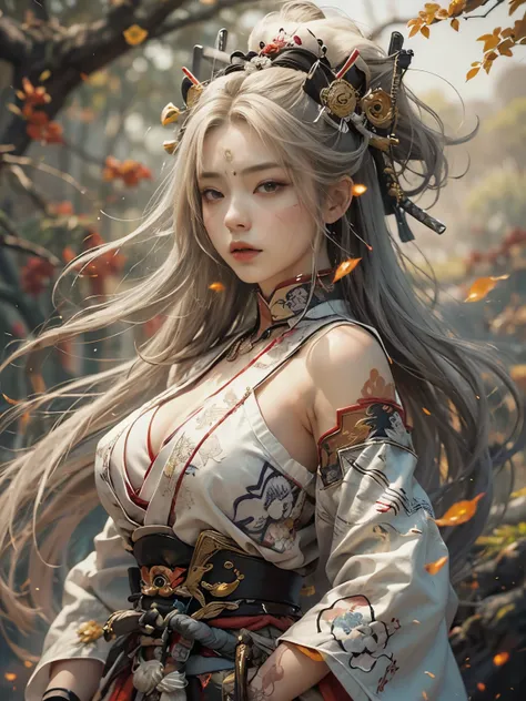 zerg queen beautiful girl: ranlinger, 18 years old, (japanese samurai gir:1.6), messy hair, oil, romanticism painting, beautiful...