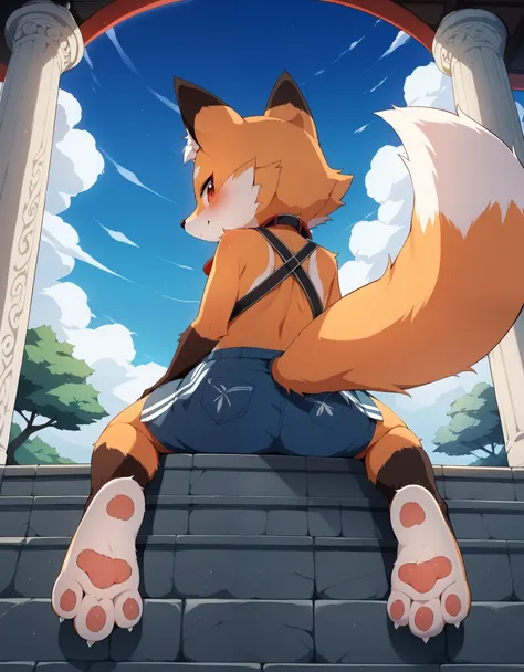 score_9, score_8_up, score_7_up, score_6_up, source_anime, rating_safe, furry female, solo, dagasi_style,, furry, temple, fox gi...