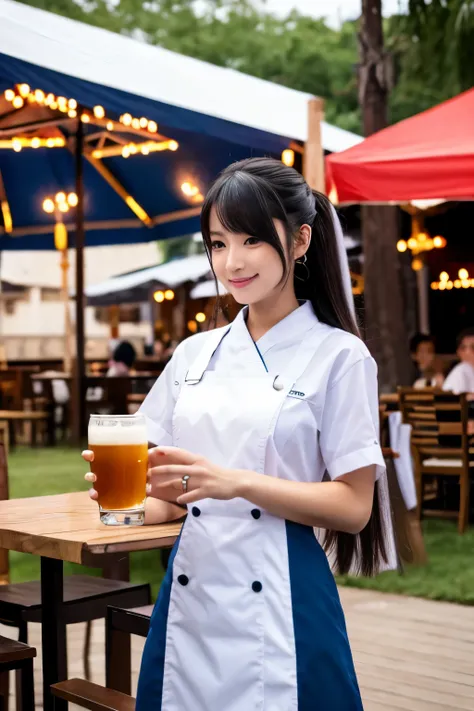 anime、Waiter、girl、beer garden