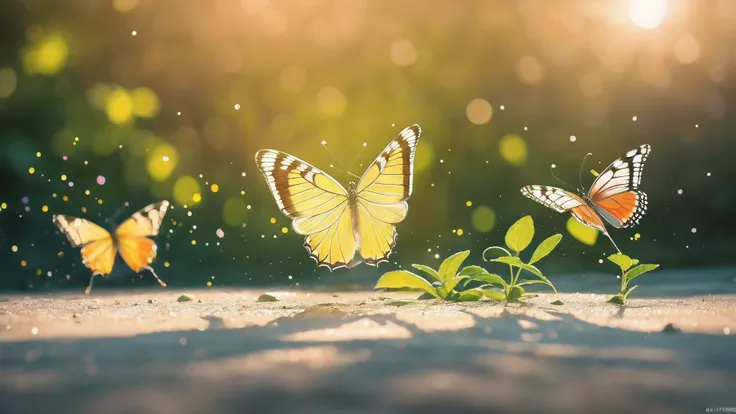 butterflies are painted with Flowers and Butterflies on a white surface, harmony of butterfly, butterfly, Flowers and Butterflies, mechanical butterfly, Very realistic, with beautiful wings, Beautiful digital artwork, Beautiful digital art, Beautiful and r...