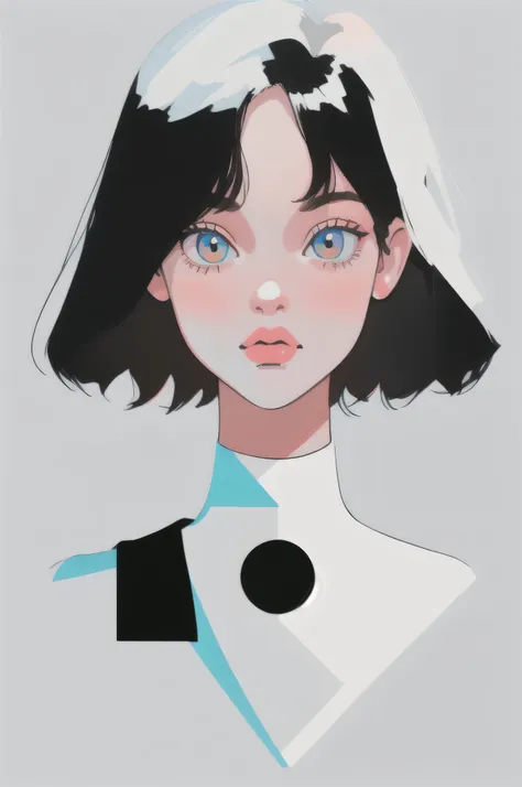 1girl, portrait, minimalist, art, painting, illustration, ultra high details, 1990s vibes