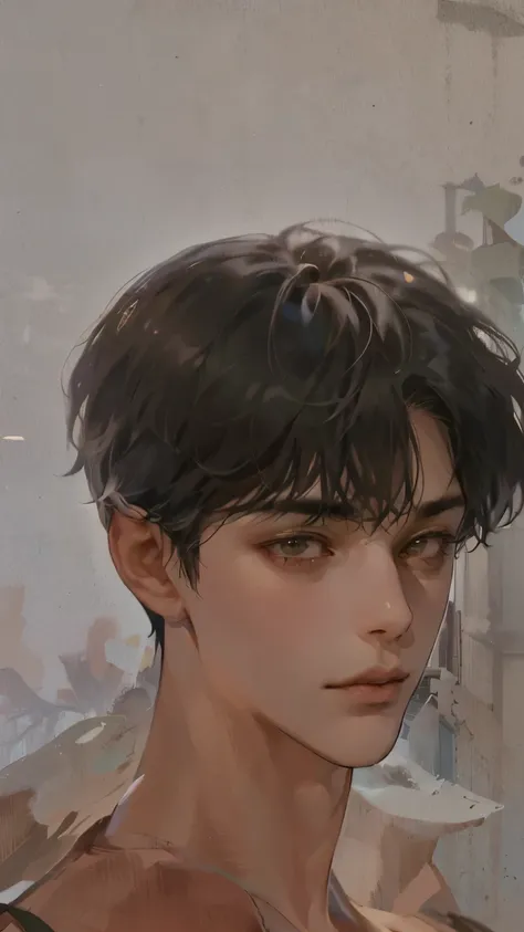 a close up of a young man with his hand on his shoulder and his hair, boy has short black hair, male ulzzang, inspired by Jang Seung-eop, boy hair, inspired by Ueda Fumito, inspired by Joong Keun Lee, inspired by Kim Jeong-hui, jungkook, bowl haircut, blac...