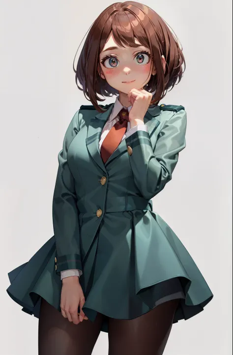 Ochaco is a  girl with a curvaceous figure., Fair skin, Reddish brown hair and matching eye color,. Her cheeks have a perpetual pink blush, and彼女の目は大きくて丸く、spreadlegs、showwhitepanties,Thick upper eyelashes, Two more lines on each side that stand out.、and少数で...