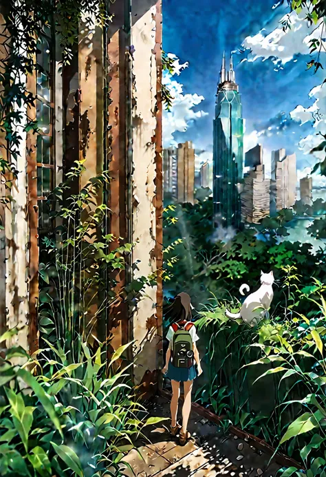 8K、Raw photo、highest quality、look up:1.2、masterpiece:1.2、genuineistic、ultra high resolution、high contrast、photon mapping、genuine、Super detailed、official art, Raw photo、professional lighting、 light、Vivid atmosphere、twicelight) This anime scene、While having ...