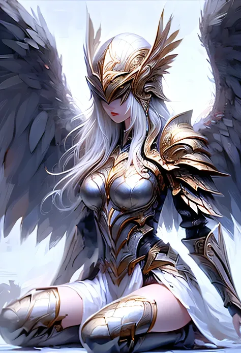 1 Girl,sit,White streamer,Saint,Martial God