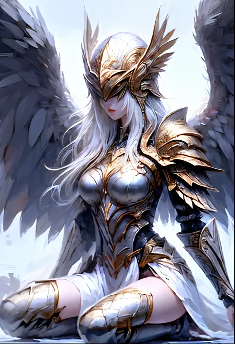 1 Girl,sit,White streamer,Saint,Martial God