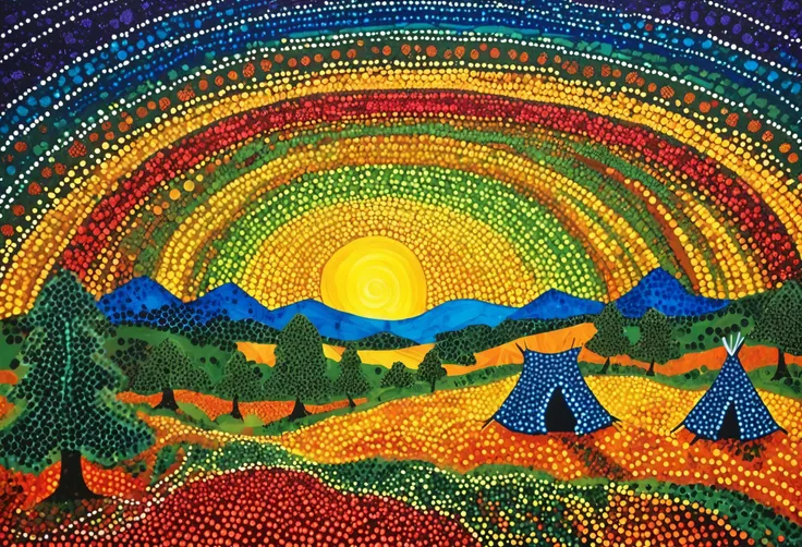 camping，dot art