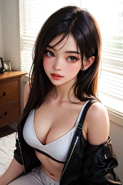 (best quality,4k,8k,highres,masterpiece:1.2),ultra-detailed,(realistic,photorealistic,photo-realistic:1.37),portraits,beautiful detailed eyes,beautiful detailed lips,extremely detailed eyes and face,long eyelashes,detailed olive green crop top and white ca...