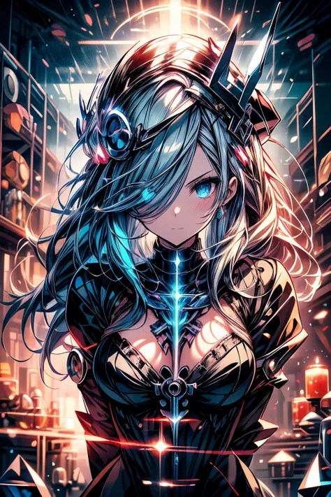 Anime girl with a sickle and a skull in her hands, Holy Cyborg Necromancer Girl, mechanized witch girl, Alchemist Girl, Beautiful Necromancer girl, Beautiful girl necromancer, Shadowverse Style, Anime Monster Girl, Beautiful Necromancer, Gothic Maiden Anim...